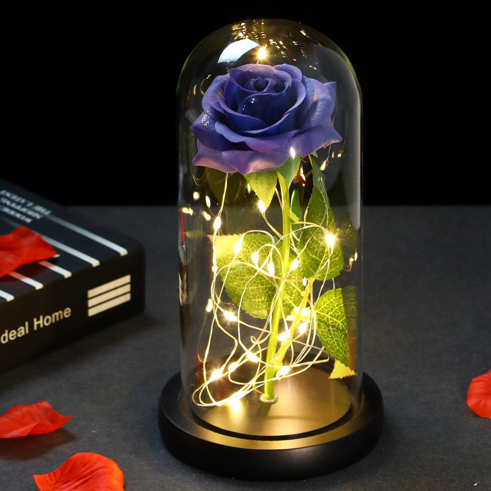 LED Enchanted Galaxy Rose Eternal 24K Gold In Dome