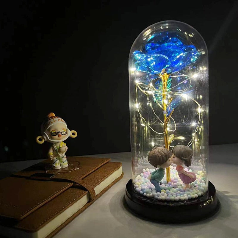 LED Enchanted Galaxy Rose Eternal 24K Gold In Dome