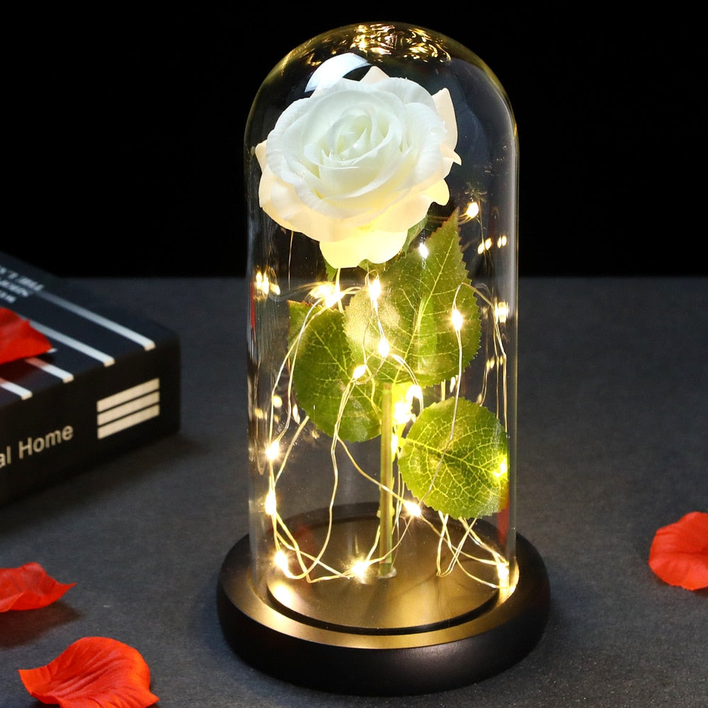 LED Enchanted Galaxy Rose Eternal 24K Gold In Dome