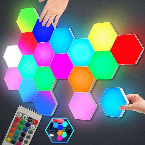 Lampe hexagonale à - DEL RVB - Capteur tactile coloré - Modulaire