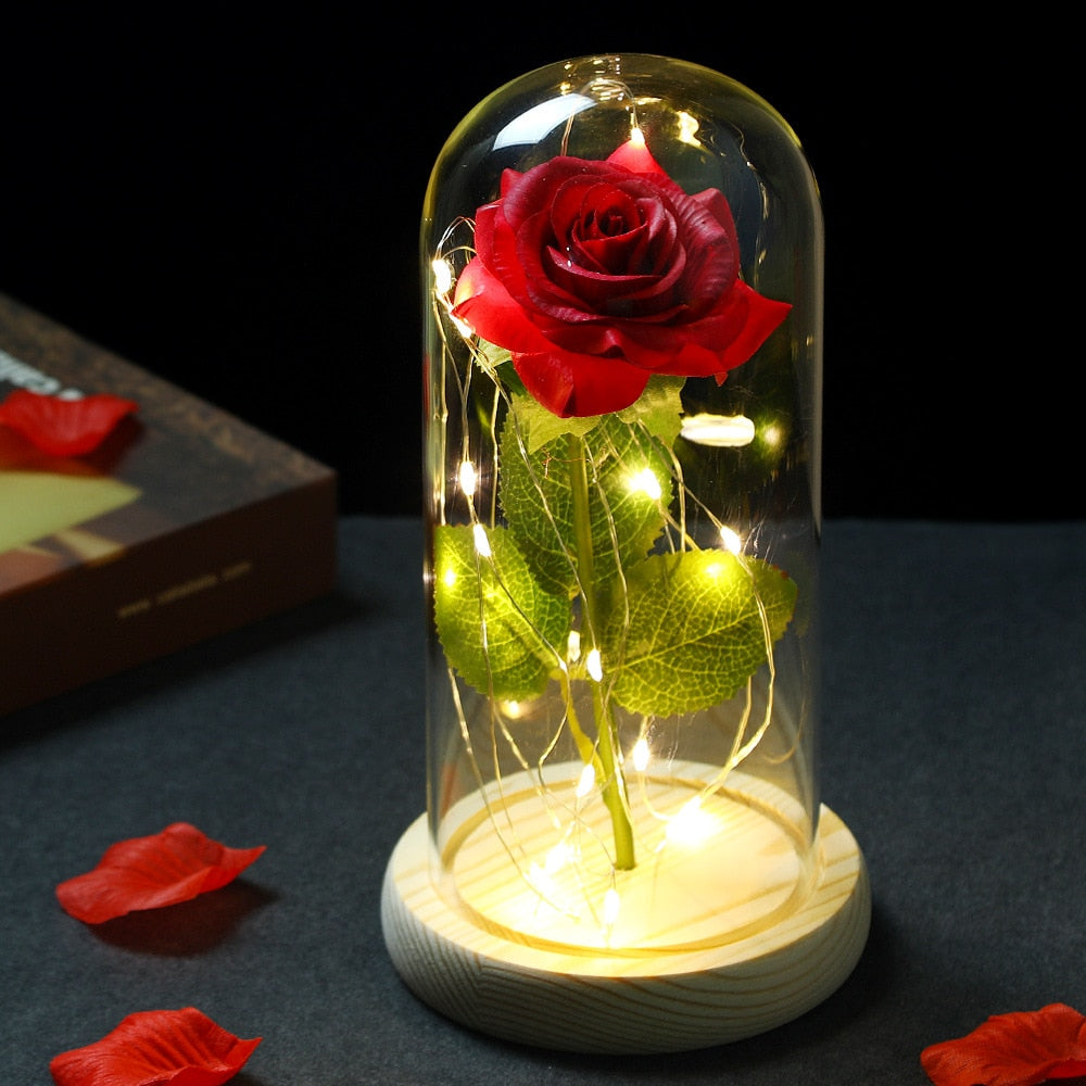 LED Enchanted Galaxy Rose Eternal 24K Gold In Dome