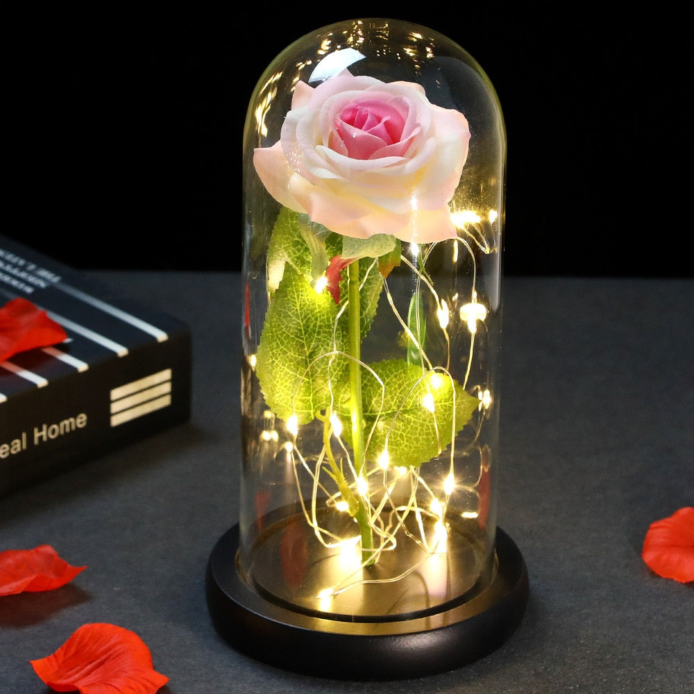 LED Enchanted Galaxy Rose Eternal 24K Gold In Dome