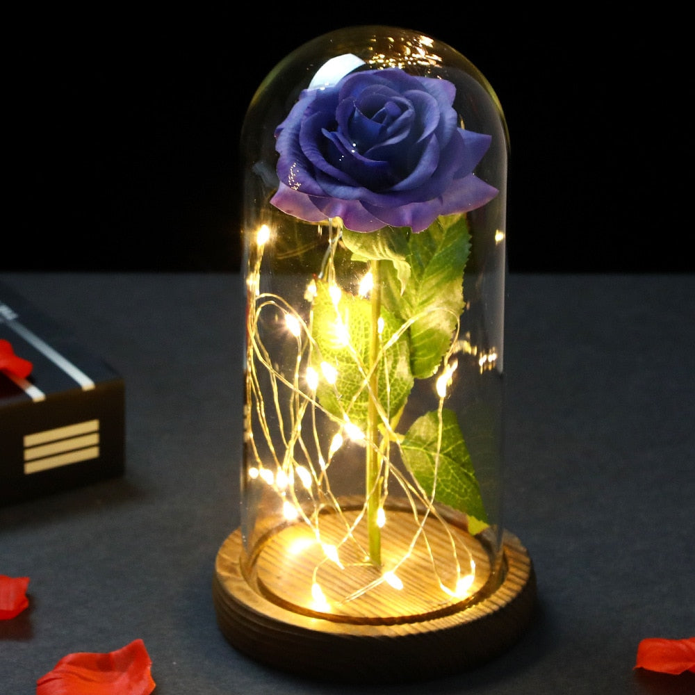 LED Enchanted Galaxy Rose Eternal 24K Gold In Dome