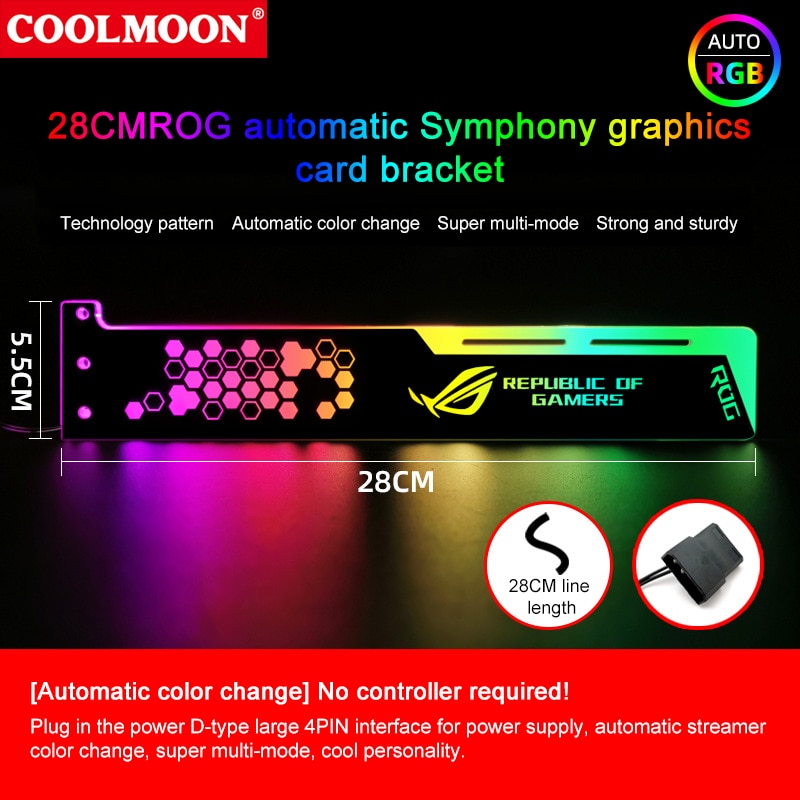 Support de carte graphique LED RVB à changement de couleur