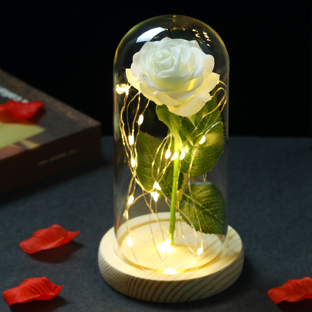 LED Enchanted Galaxy Rose Eternal 24K Gold In Dome