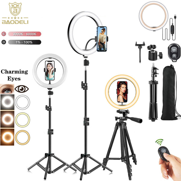 LED selfie ring light with 26cm tripod stand