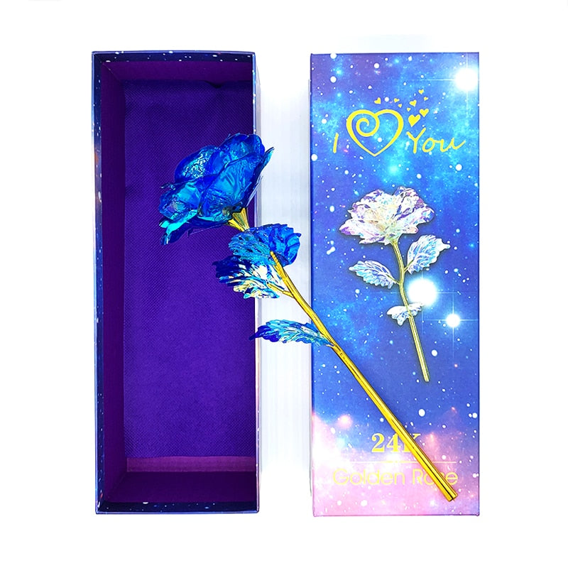 LED Enchanted Galaxy Rose Eternal 24K Gold In Dome