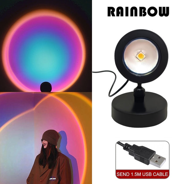 LED lampe projecteur de coucher de soleil - ambiance arc-en-ciel