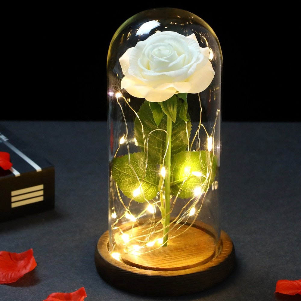 LED Enchanted Galaxy Rose Eternal 24K Gold In Dome